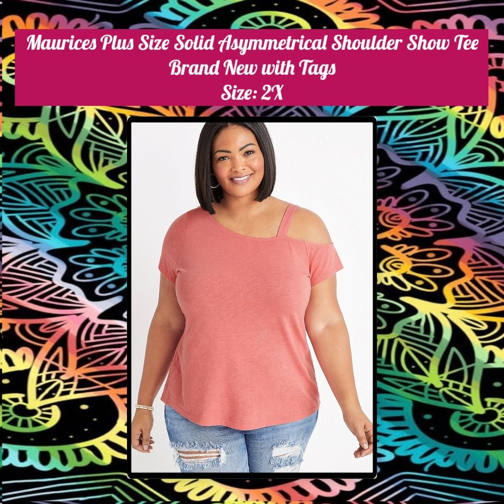 Maurices Plus Size Solid Asymmetrical Shoulder Show Tee 2X